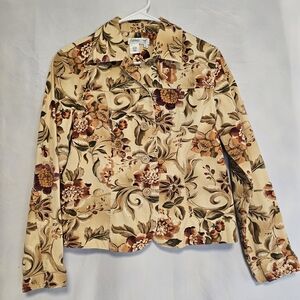 Coldwater Creek Beige Floral Blazer Size Small 100%cotton
